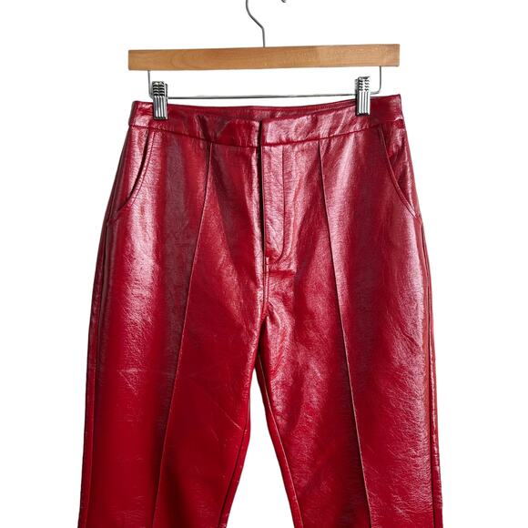 NEW Polly Princess Red Faux Madi Pu Vegan Patent Leather High Waist Pants Size 6 - Picture 9 of 13